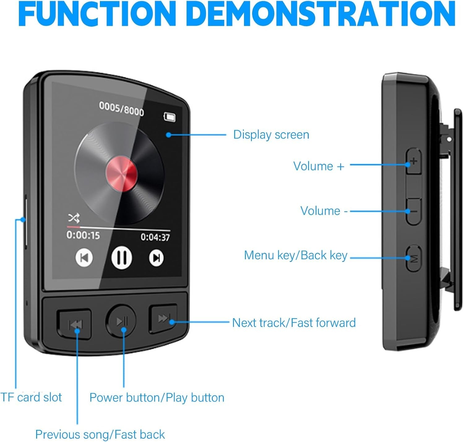 32GB MP3 Player Bluetooth FM Radio Speaker Recorder