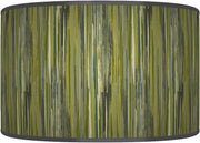 Olive Green Grey Stripe Drum Lampshade 40cm Ceiling Floor Table