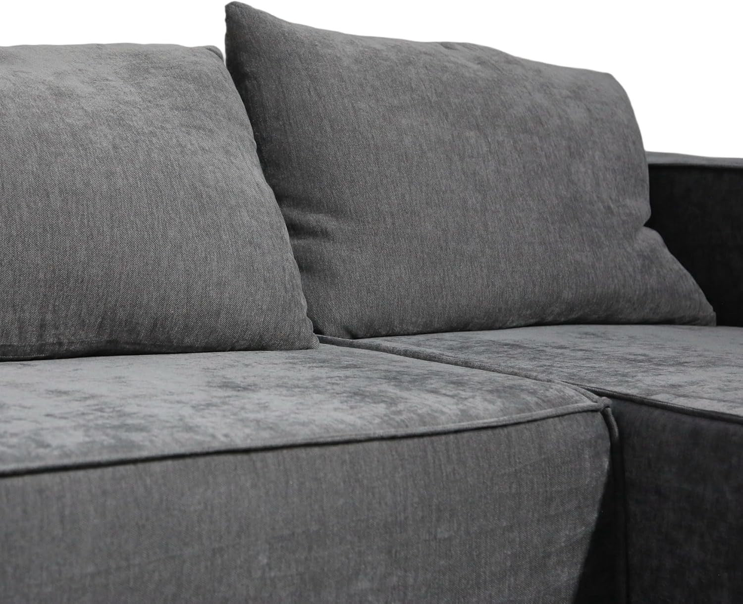 Modern L-Shaped Convertible Sofa Bed Grey Fabric Couch for Small Spaces