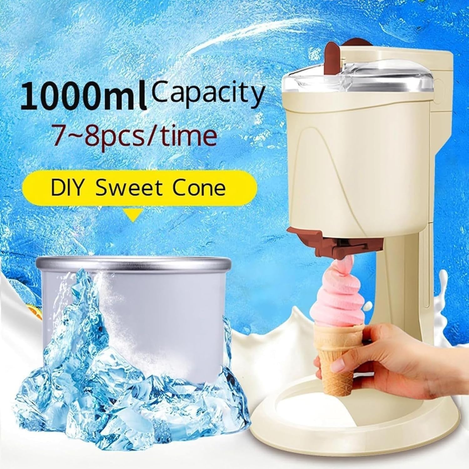 Soft Serve Ice Cream Maker Slush Machine 1L Home Dessert Countertop