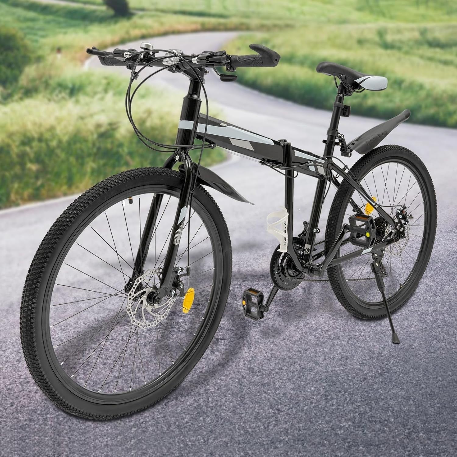 26" Foldable Mountain Bike 21 Speed Disc Brakes Urban Commuter Camping MTB