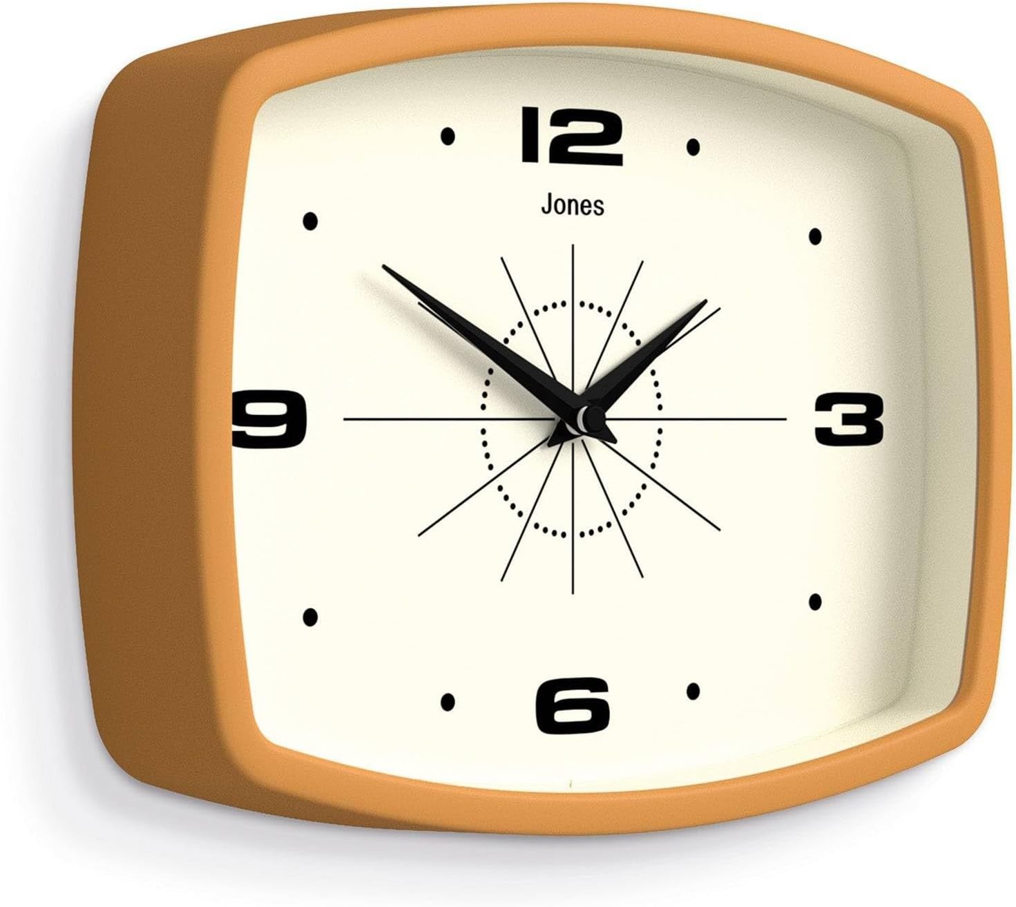 Retro 25cm Wall Clock Rectangle Silent Mustard Yellow Kitchen Home Decor