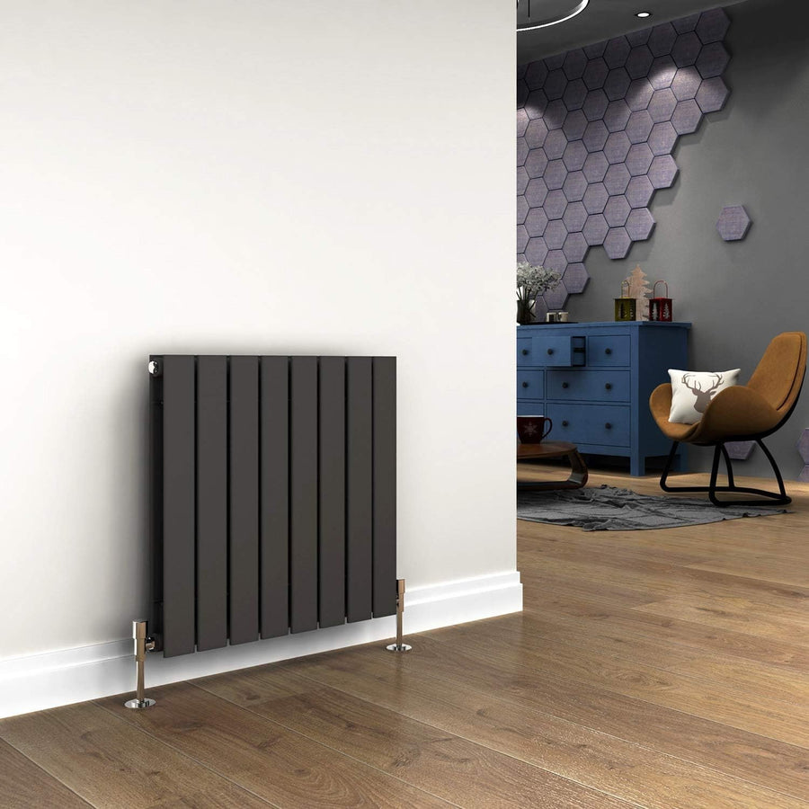 600 x 600mm Horizontal Designer Anthracite Radiator, Double Panel, High Heat Out