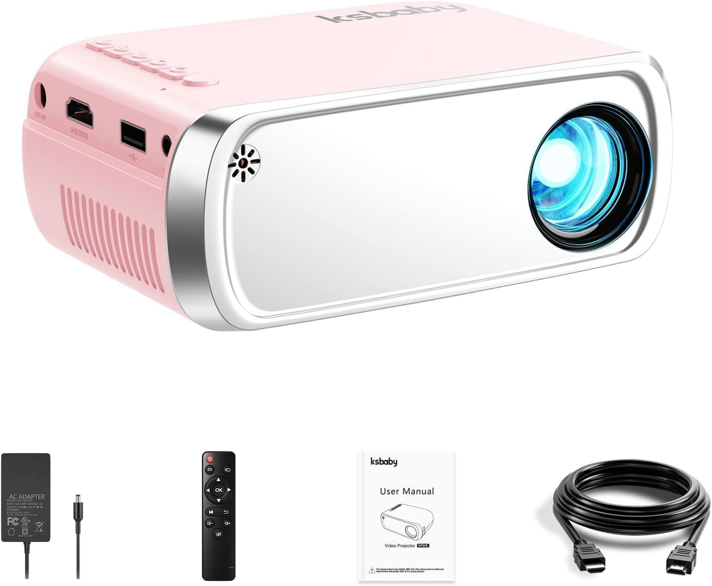 Mini Projector 1080P Portable Bluetooth 5.4 HDMI USB Phone Movie
