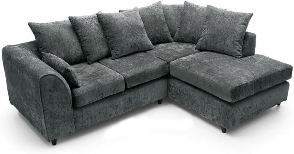 4 Seater L Shape Corner Sofa Right Hand Grey Alaska Fabric – Comfy Modern Couch