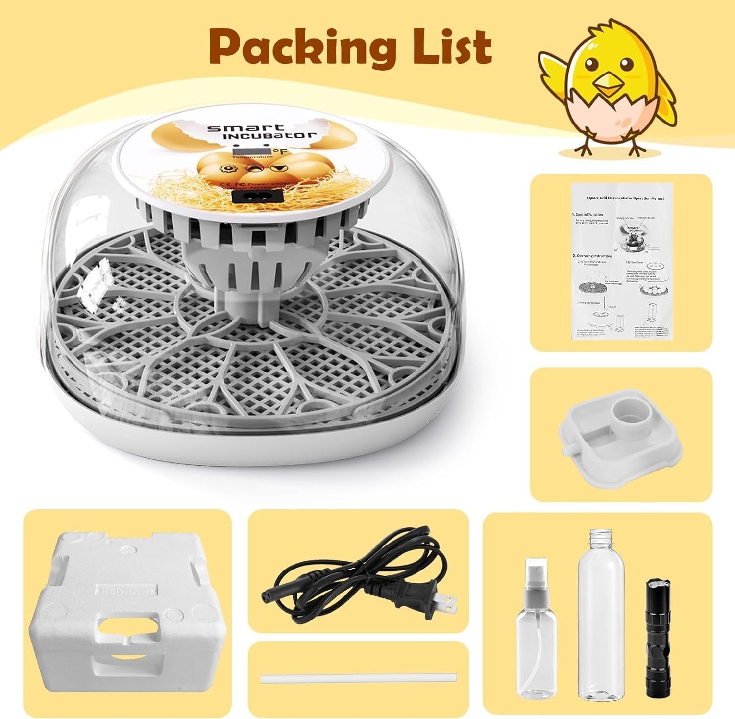 12 Egg Incubator Automatic Turner Temperature Display Candler
