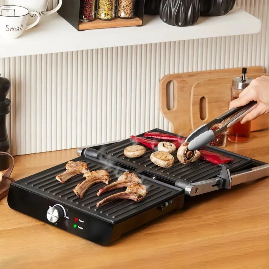Grill & Sandwich Toaster 34.6x32.4x10cm Non-Stick Panini Press 2000W