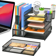 Desktop Organiser with Drawers 5 Tier Mesh File Holder Paper Tray