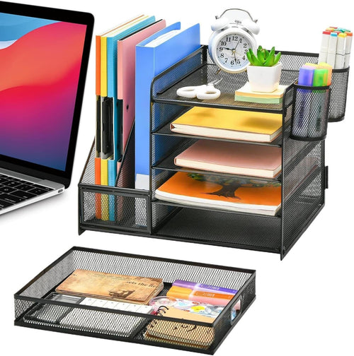 Desktop Organiser with Drawers 5 Tier Mesh File Holder Paper Tray