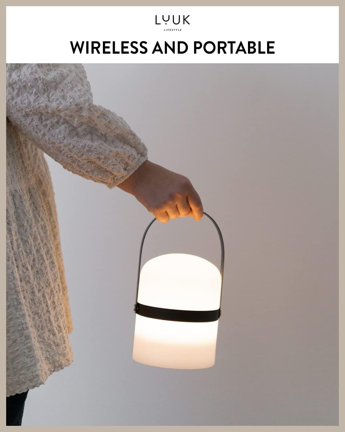 LED Lantern Black 26.5 cm Portable Rechargeable