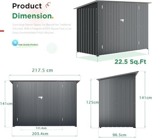 Lockable Metal Bike Shed Galvanised Steel Waterproof Outdoor Garden Storage Unit