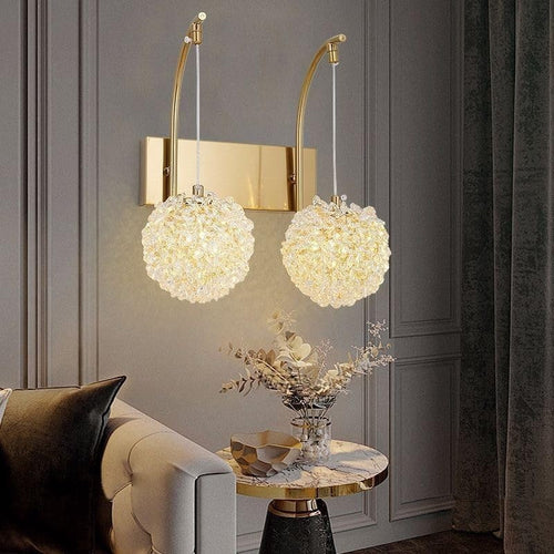 Gold Crystal Wall Sconce Light G9 Socket for Bedroom Living Room Hallway