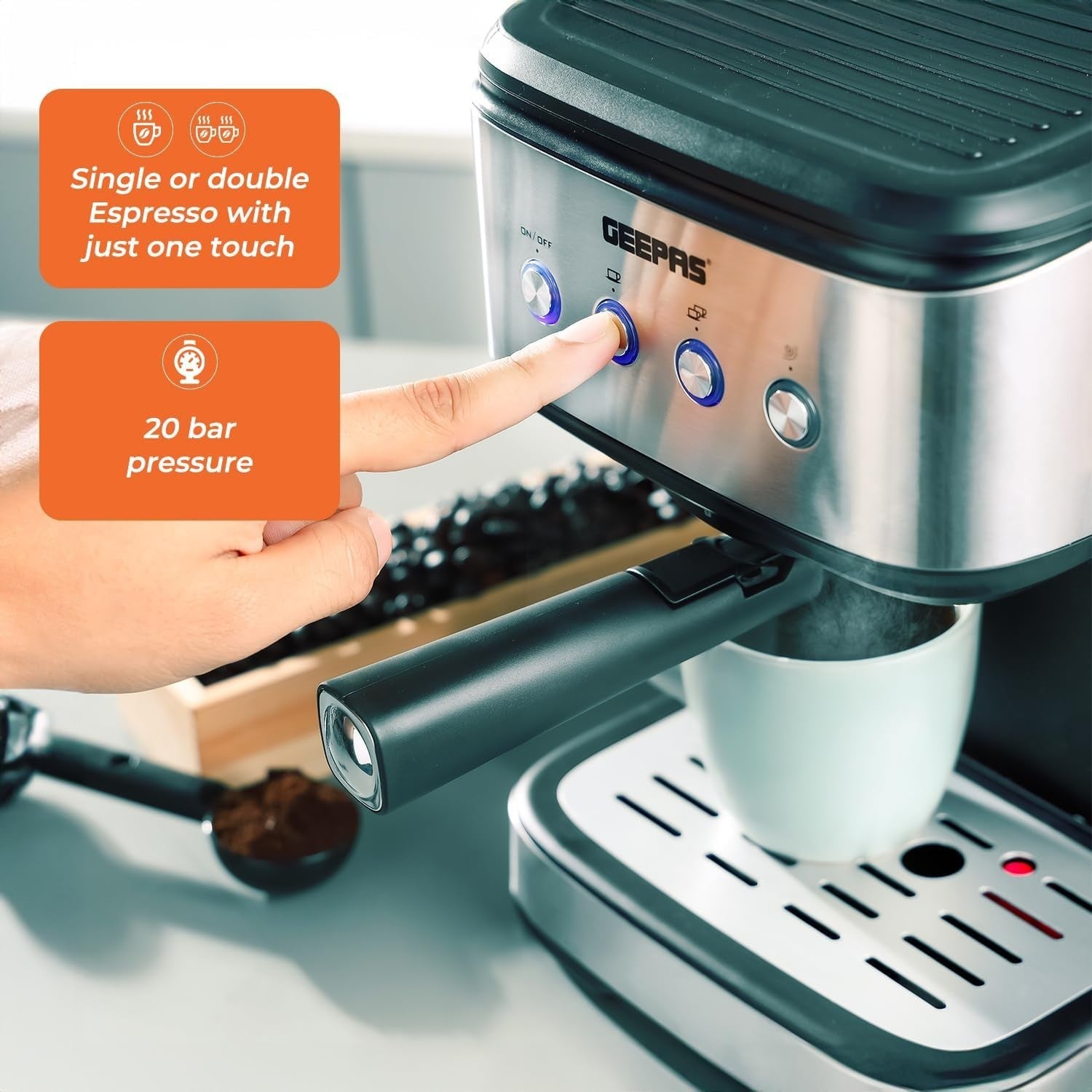 1100W Espresso Machine & 450W Grinder Set | 20-Bar Pressure | Milk Frother