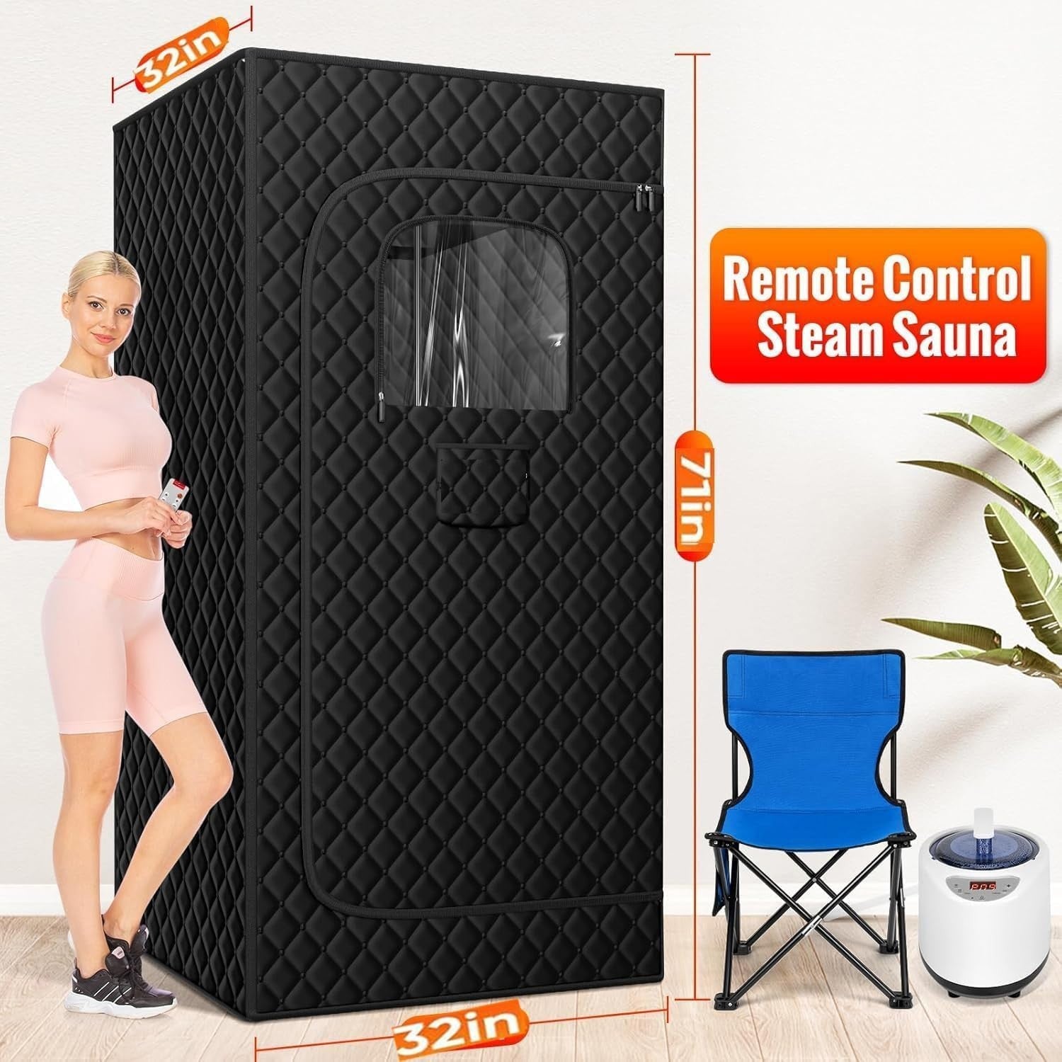 Infrared Home Sauna Tent – Portable Steam Sauna, 9 Levels, Foldable Chair