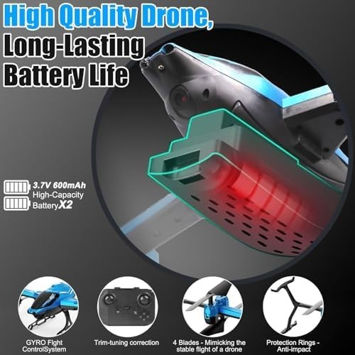 HD Camera RC Helicopter Drone with Obstacle Avoidance & 360° Flips for Kids