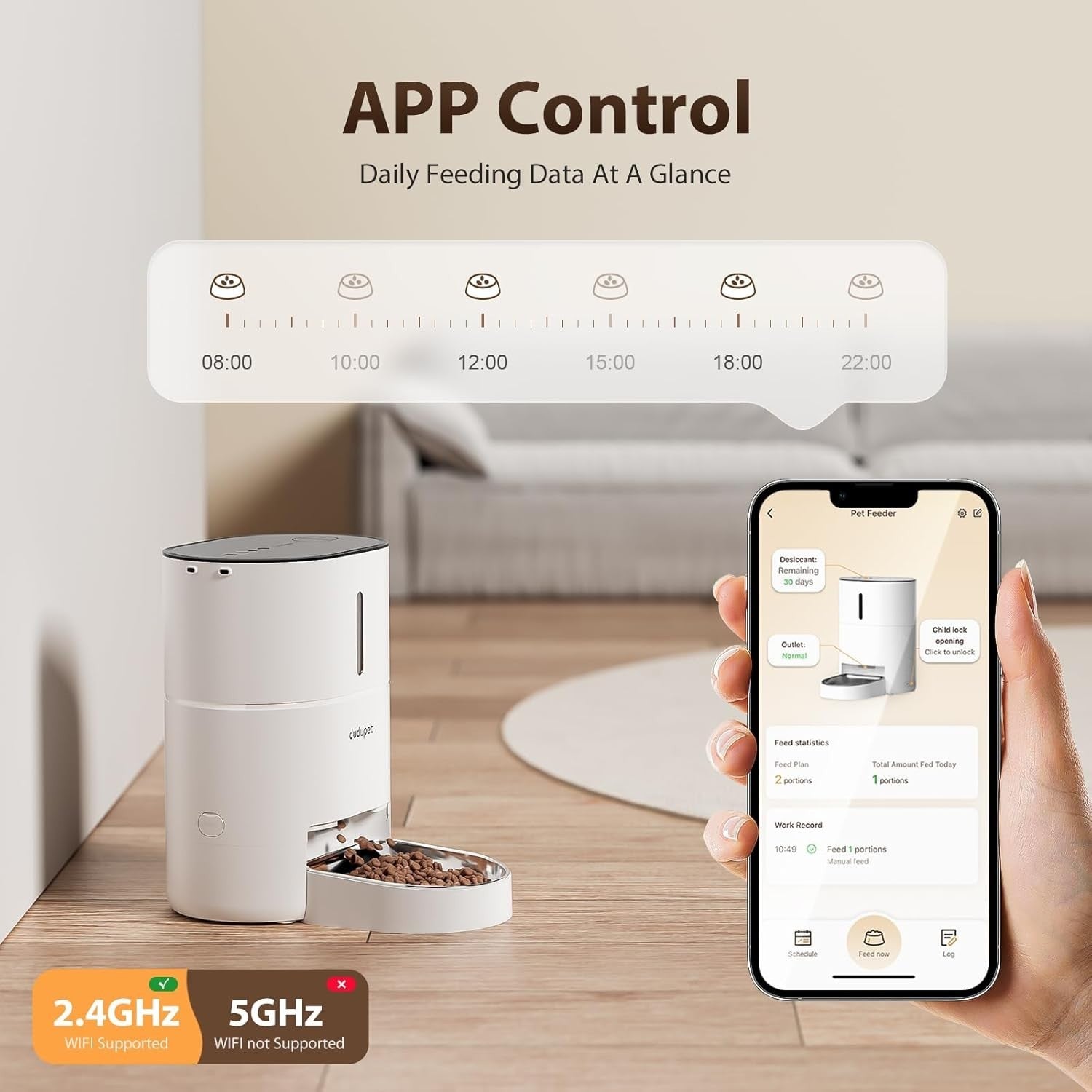 Smart Pet Feeder WiFi App Control 4L Auto Food Dispenser Voice Record