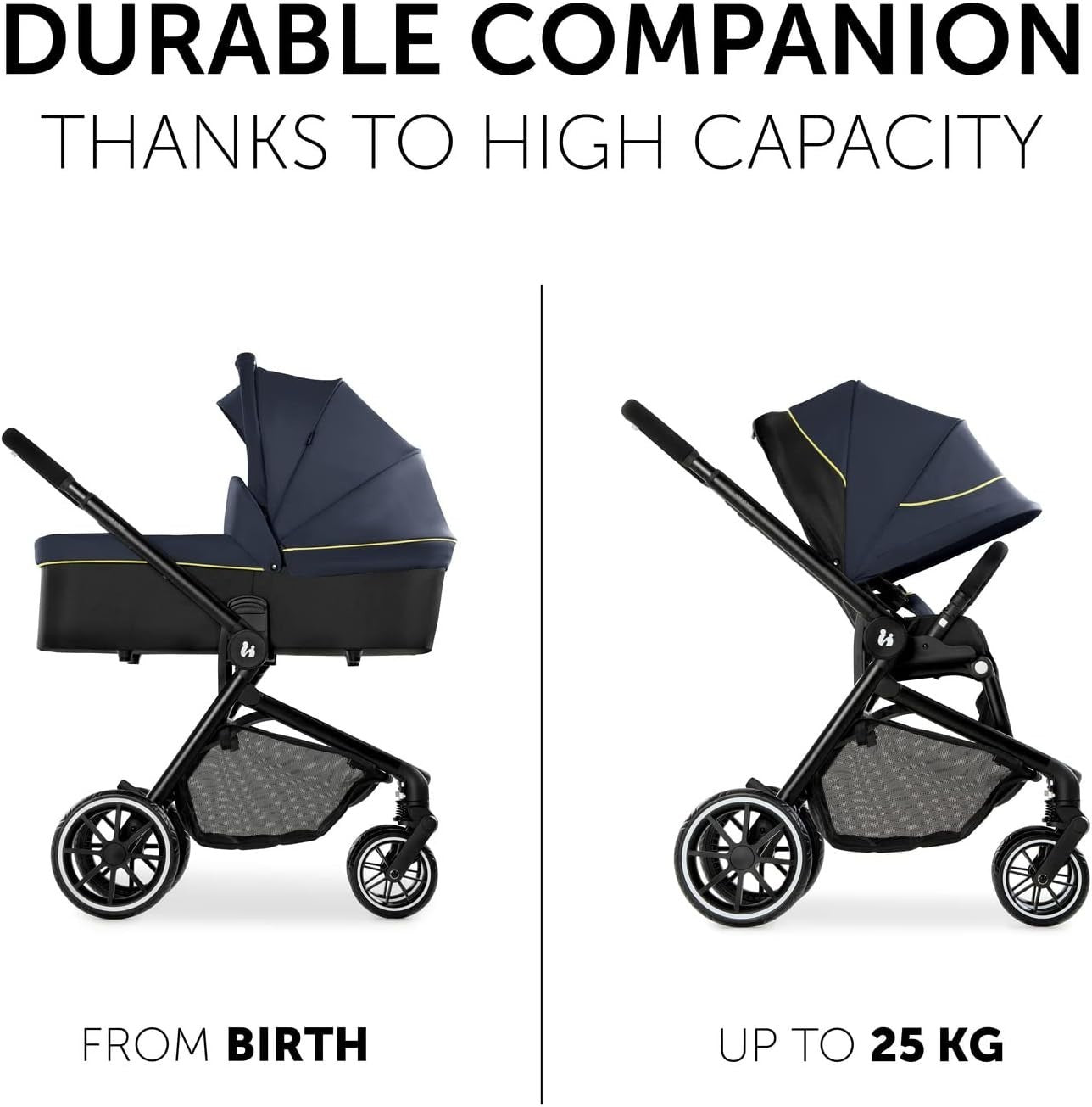 2 in 1 Pram Pushchair from Birth to 22kg, Carrycot, Foldable, UPF50+