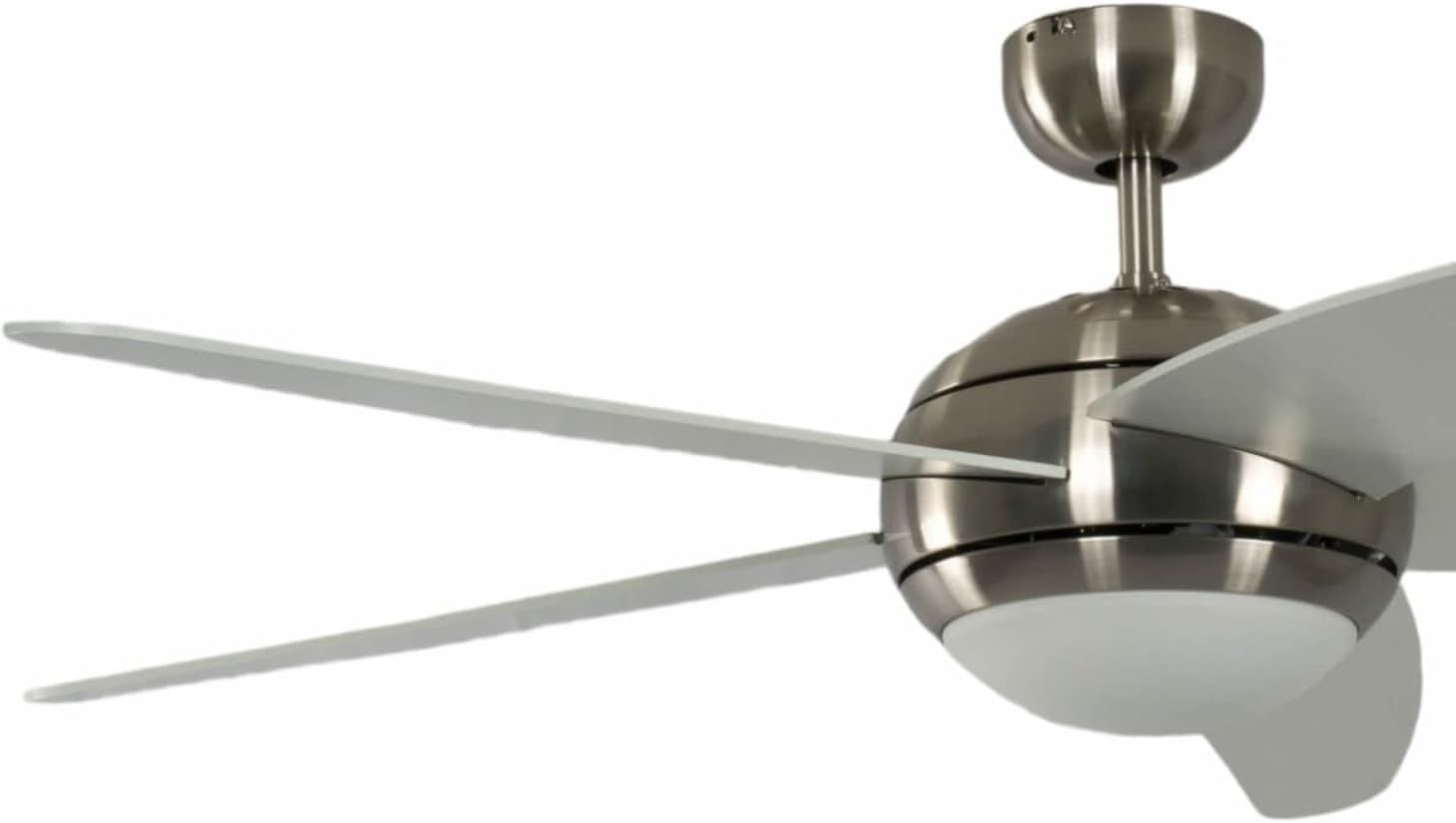 Pepeo Melton 52" Ceiling Fan with Light & Remote, Nickel, White Blades