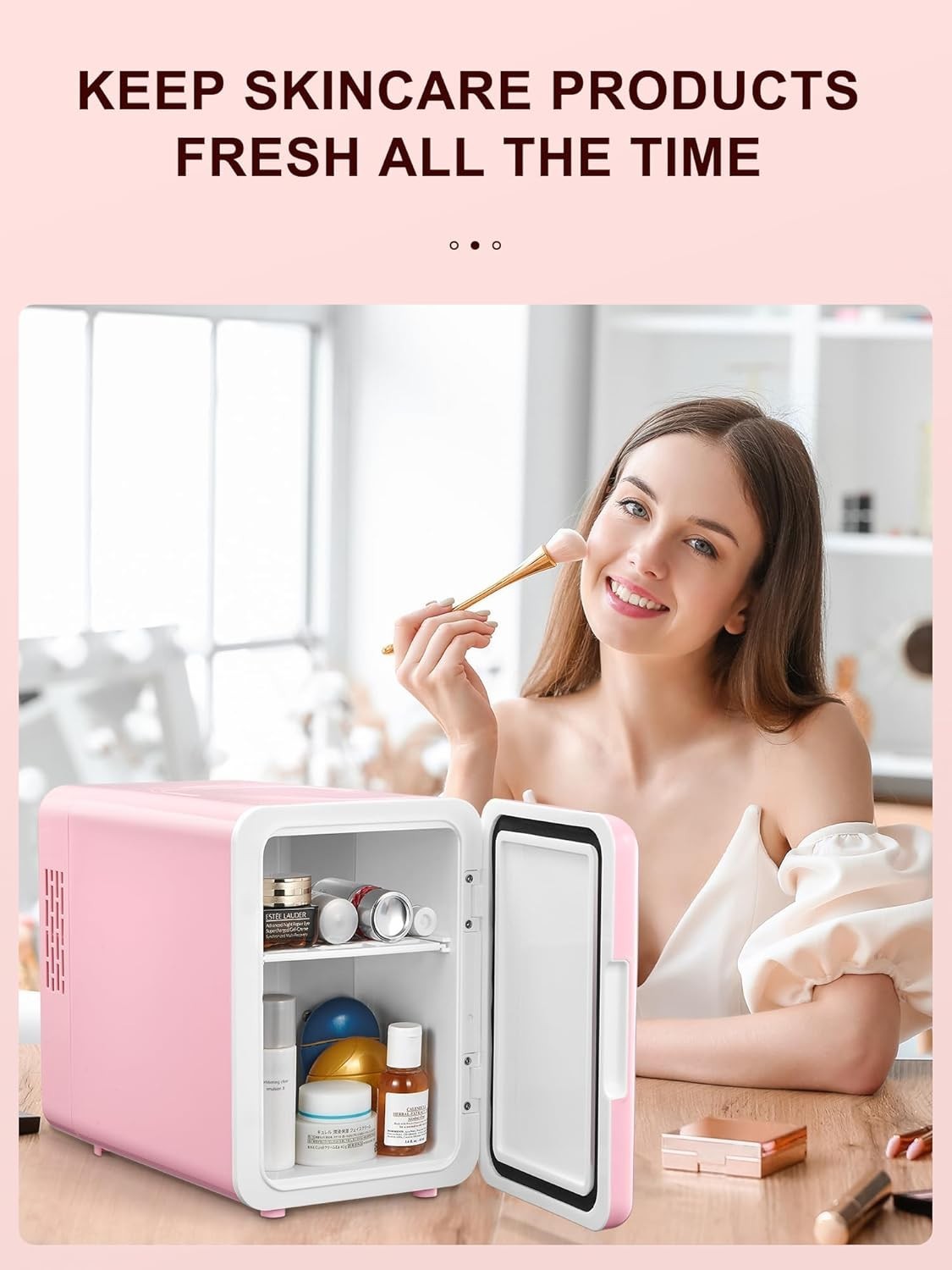 6L Mini Fridge Portable AC/DC Cooler Warmer Bedroom Car Pink