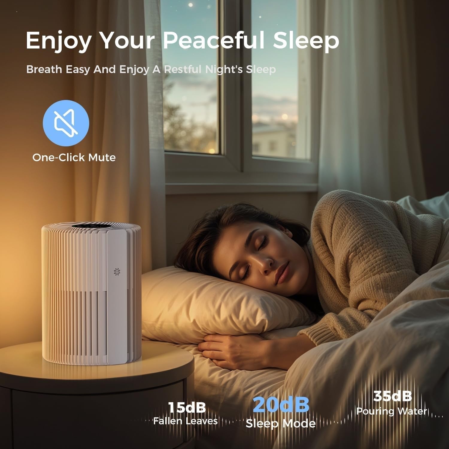 H13 HEPA Air Purifier 1095 Sq Ft Pet Hair Auto Mode Quiet Bedroom