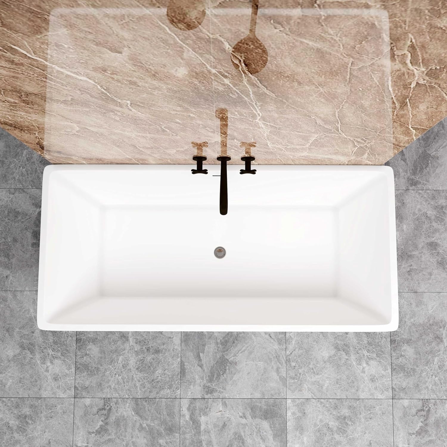 Luxury 1700x800mm Freestanding Double Ended Bathtub Gloss White Acrylic