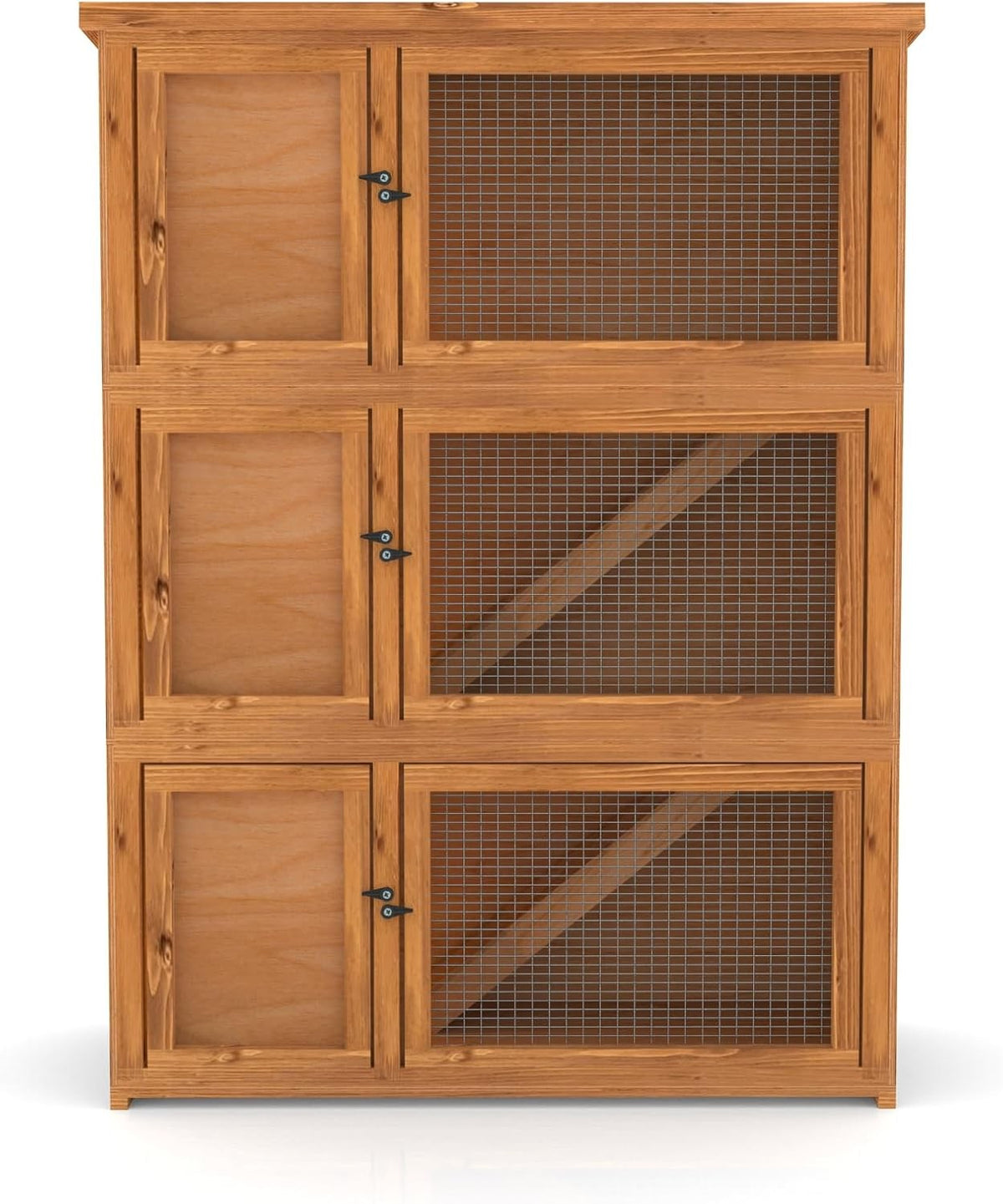 Indoor Outdoor Rabbit Hutch 3 Tier Wooden Cage Fully Assembled Small Pets