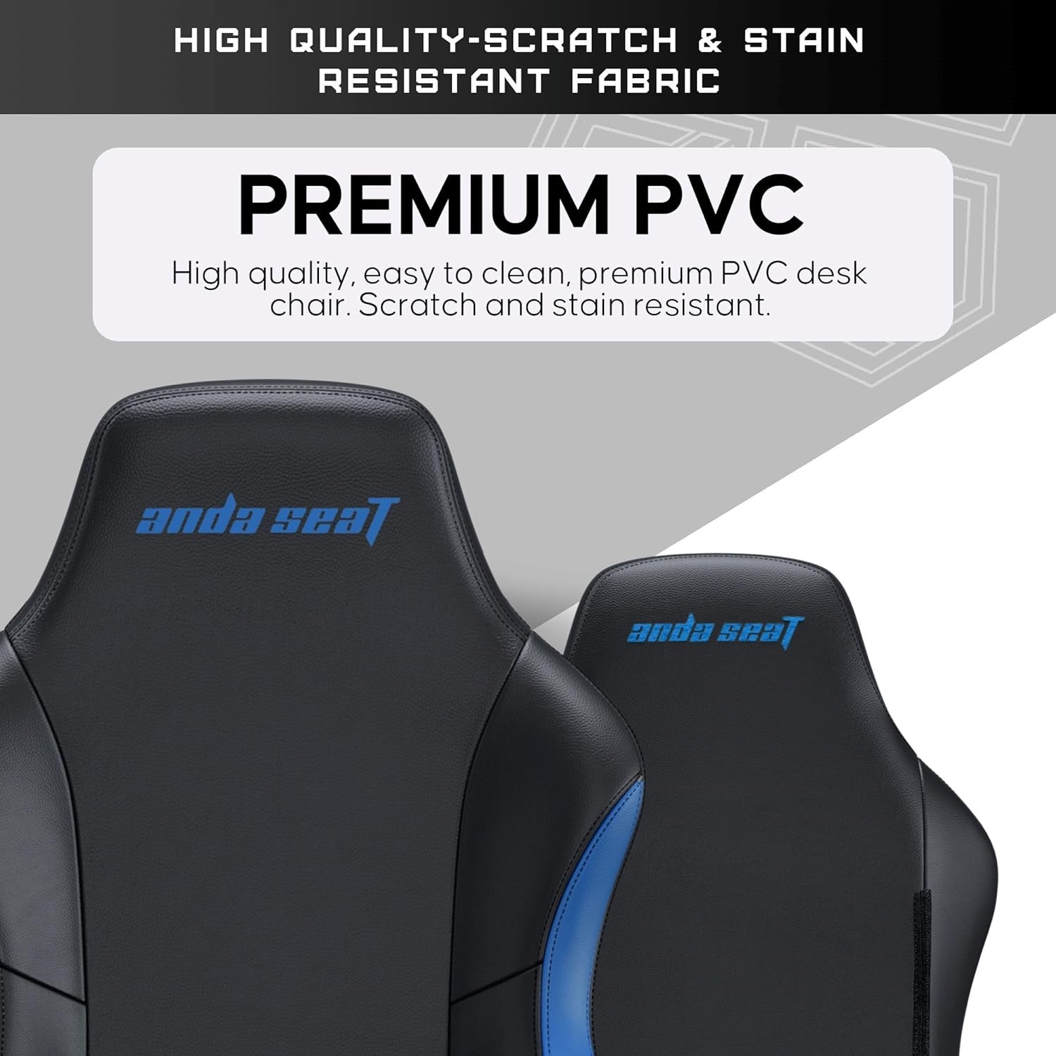 Large Ergonomic Gaming Chair Reclining PVC Leather Black Blue
