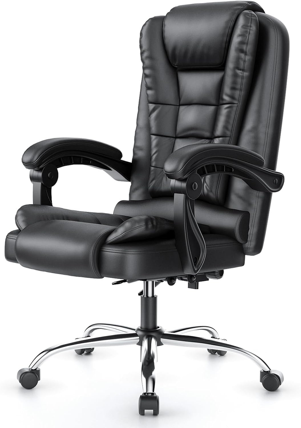 Executive Office Chair High Back PU Leather Reclining Black