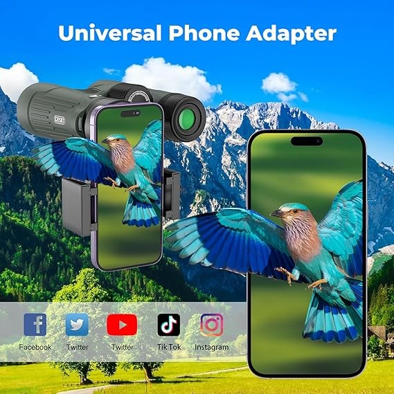 10x42 HD Waterproof Binoculars with Phone Adapter for Bird Watching Hiking