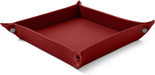 Leather Valet Tray Vivid Red – Desk Organiser for Keys, Coins & Jewellery