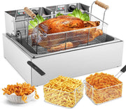 Commercial Electric Deep Fryer 22L 3400W Stainless Steel 3 Baskets