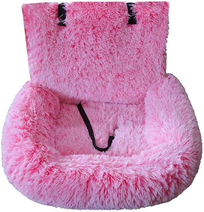 Pink Dog Car Seat Bed Plush Travel Booster Non Slip Pet Bed 70x60cm