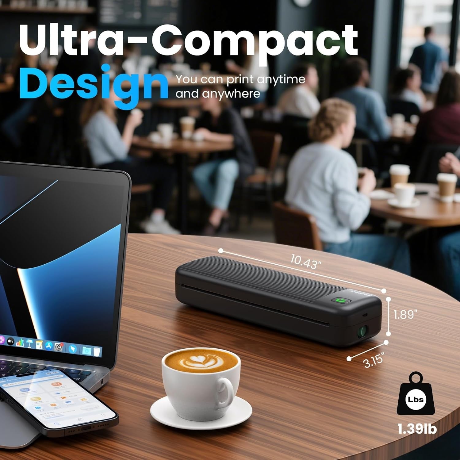 A4 Portable Thermal Printer Bluetooth Inkless Black