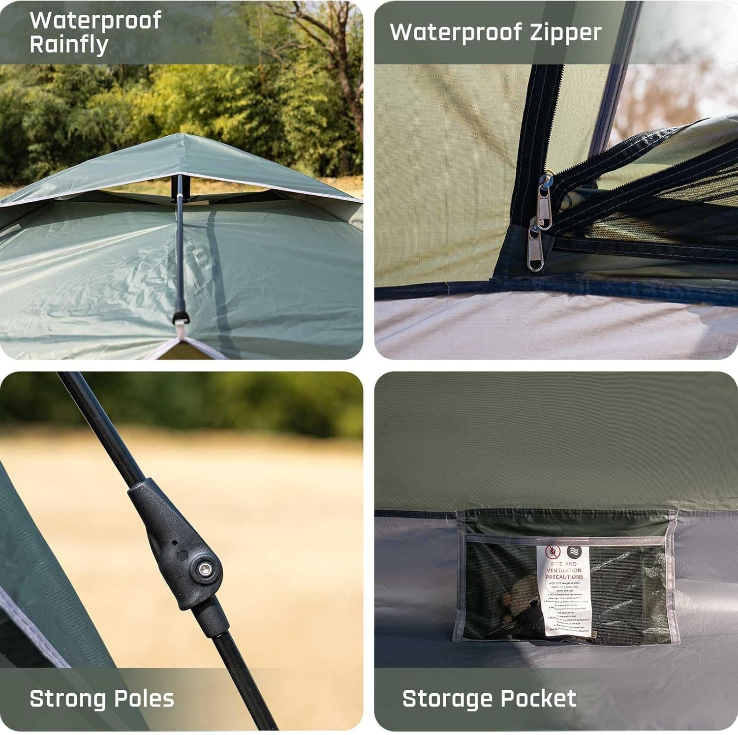 2 Man Pop Up Camping Tent Waterproof Double Layer with Carry Bag