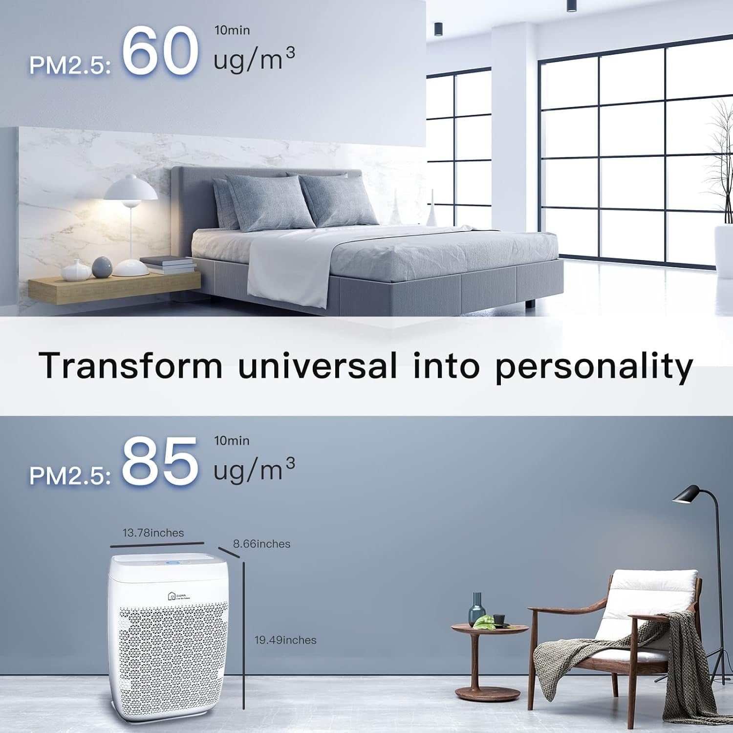 Large Room Smart Air Purifier HEPA WiFi Voice Control Dust Smoke 1580ft²