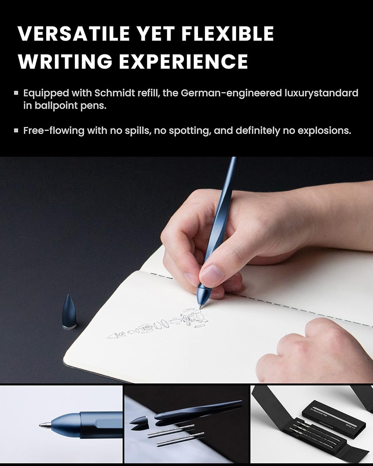 Hoverpen Interstellar Edition Ballpoint Pen Neptune Blue Black Refillable Model