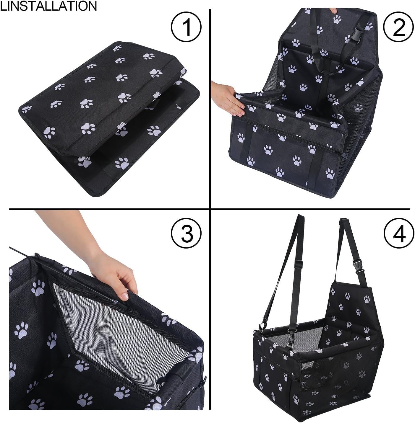 Foldable Dog Booster Car Seat Waterproof Travel Carrier Safety Leash