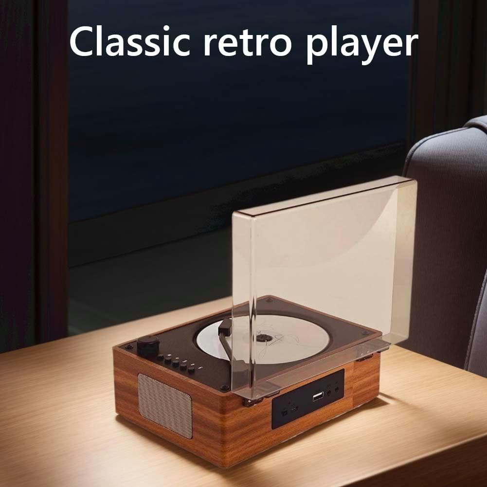 Vintage Bluetooth CD Player Speaker Remote USB AUX Rechargeable Brown