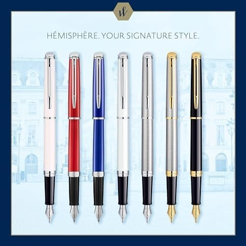 Luxury Fountain Pen – Blue Stainless Steel Barrel Chrome Trim, Medium Nib