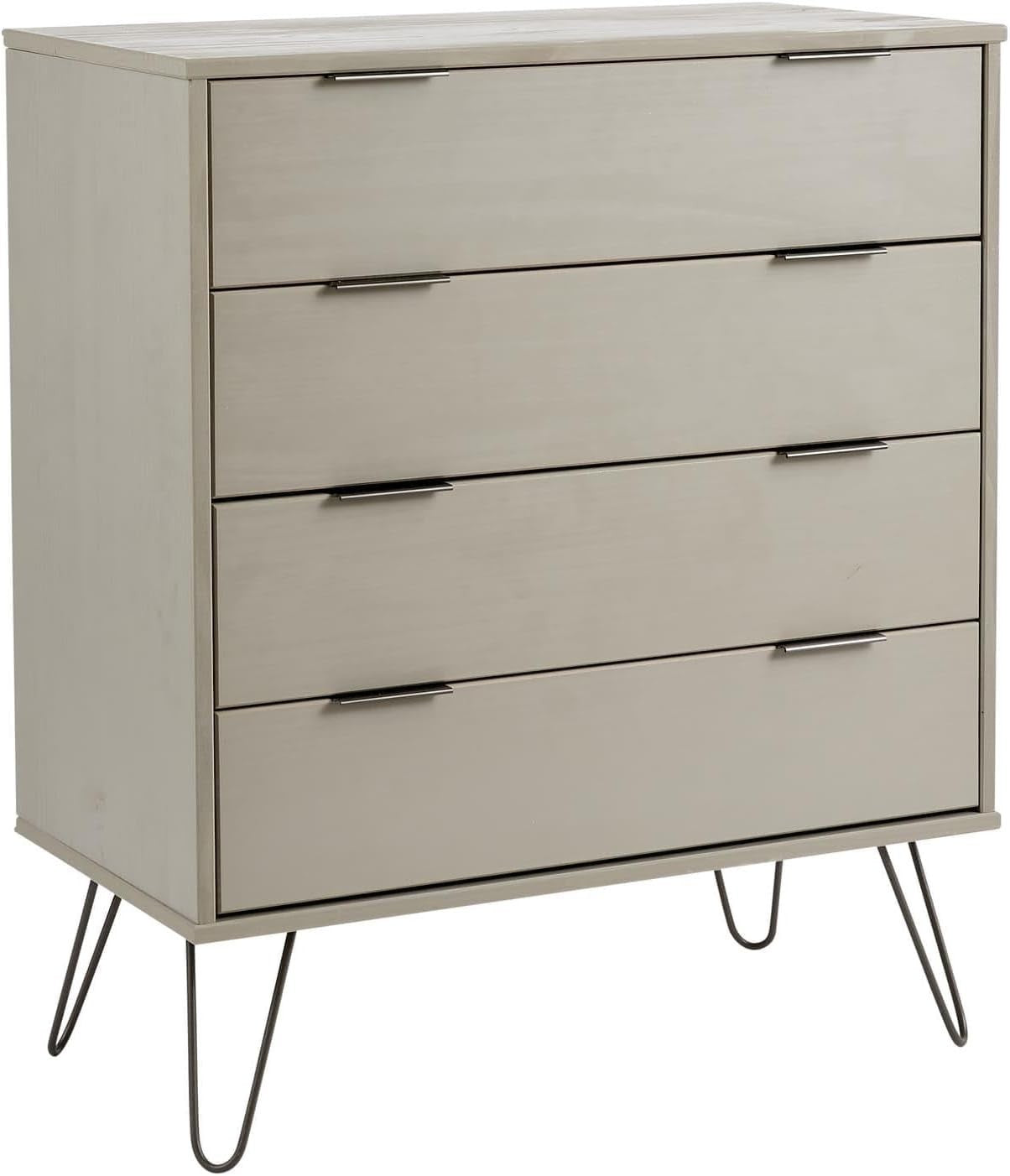 Industrial Grey Wooden Chest of Drawers - 4 Drawer Bedroom Storage Unit