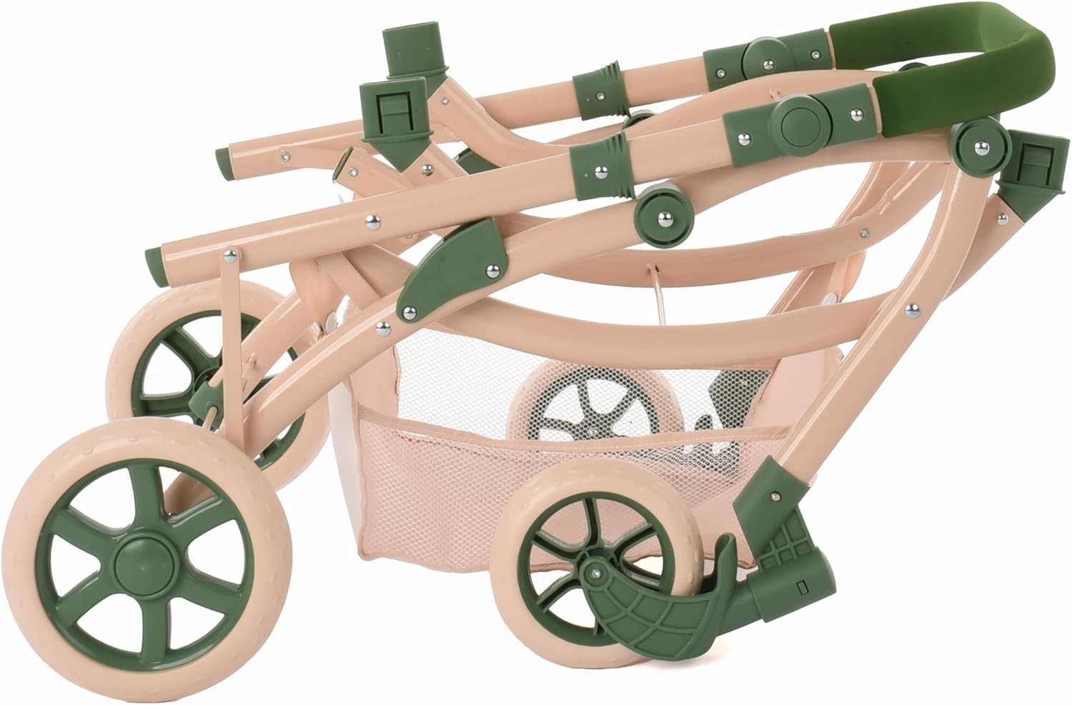 Eco Twin Dolls Pram Adjustable Handle 69–84cm, Recycled Fabric Toy 3+