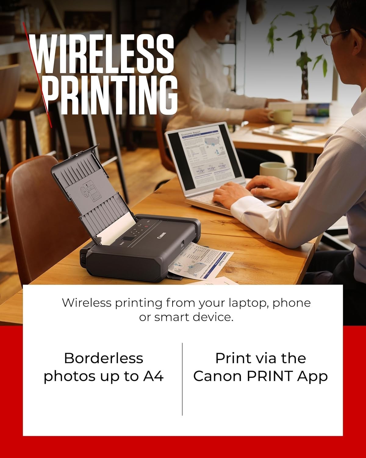 Portable Wireless Colour Printer | A4 Print, Travel & Home Office
