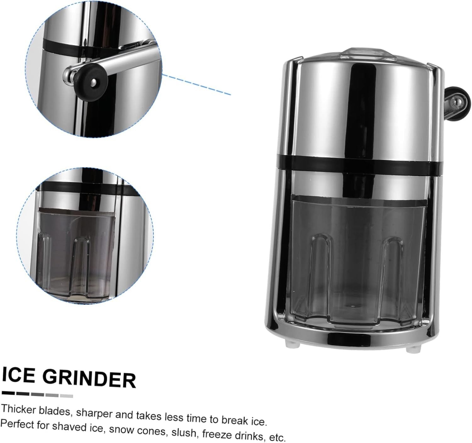 Manual Ice Crusher Hand Crank Shaved Ice Slush Maker Home Travel Use