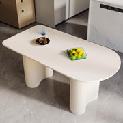 Modern White Oval Dining Table 4-6 Seater Wavy Leg Kitchen 140cm
