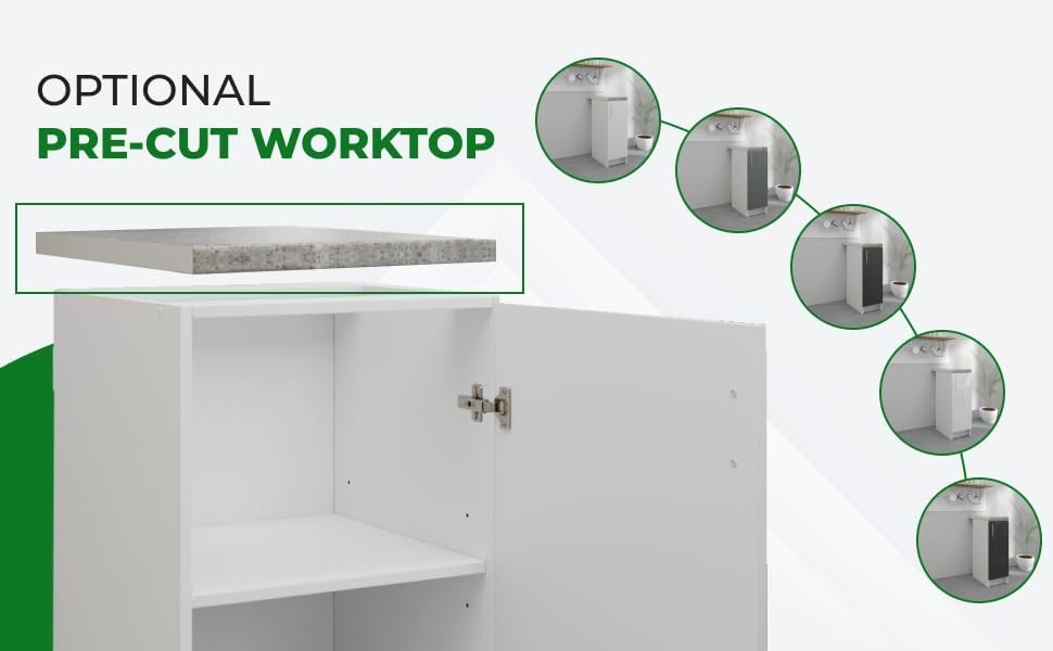 Modern 300mm Kitchen Base Cabinet Dark Grey Matt Storage Cupboard Unit