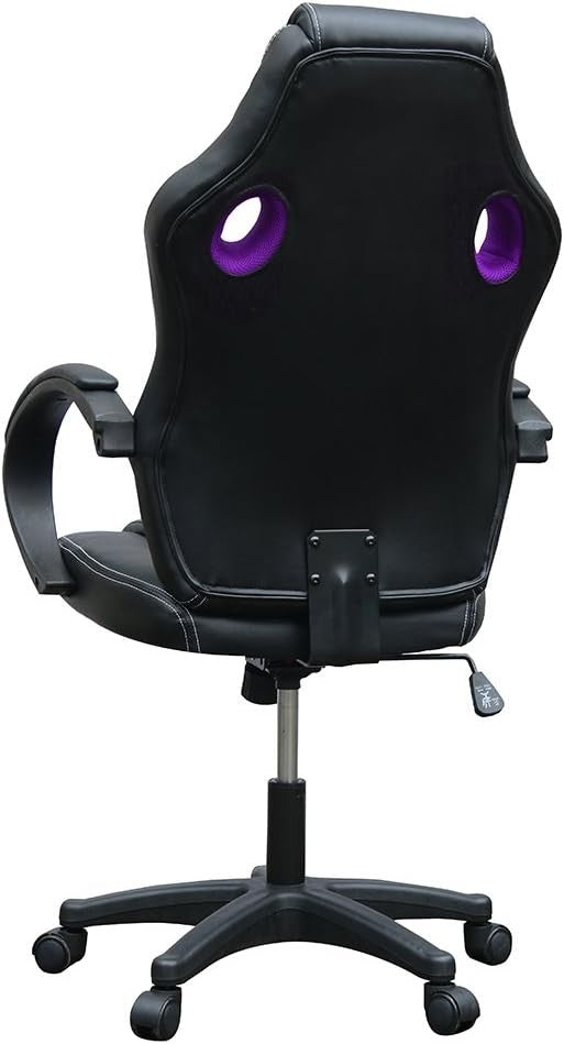 Racing Style Gaming Chair Purple PU Leather Ergonomic Swivel Desk