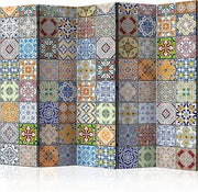 Colourful 5-Panel Mosaic Room Divider 225×172cm | Large Double-Sided Privacy