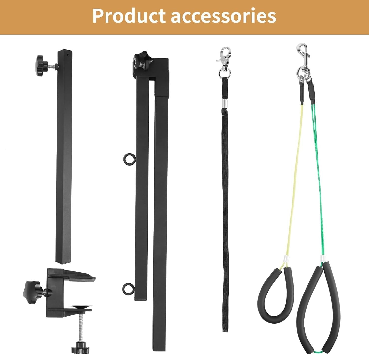 Dog Grooming Arm with Clamp Adjustable Double Loop No Sit Holder Stand