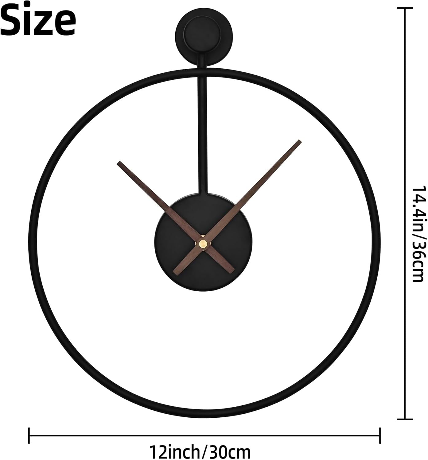 Modern Minimalist Black Metal Wall Clock 30cm Silent Non-Ticking Round Home Deco