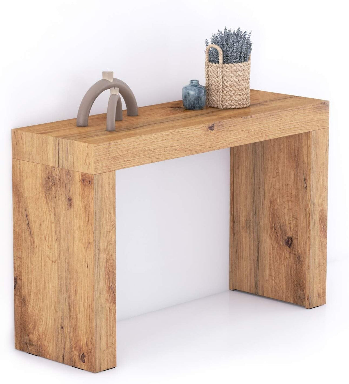 Rustic Oak Console Table 120cm – Modern Hallway Entryway Desk, Heavy Duty